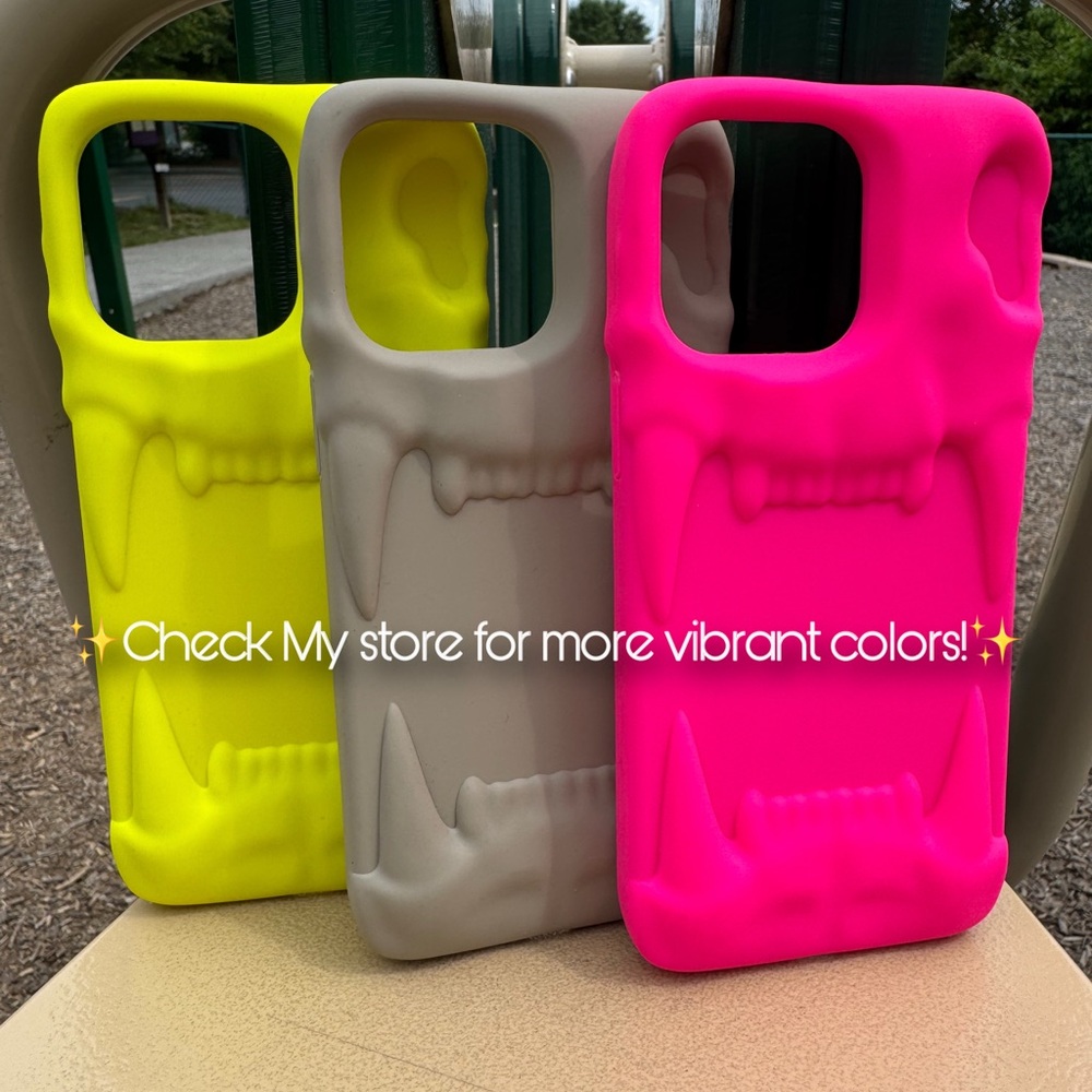 Vibrant Silicone Phone Case Set - Neon Pink, Yellow, and Gray - Picture 6 of 6